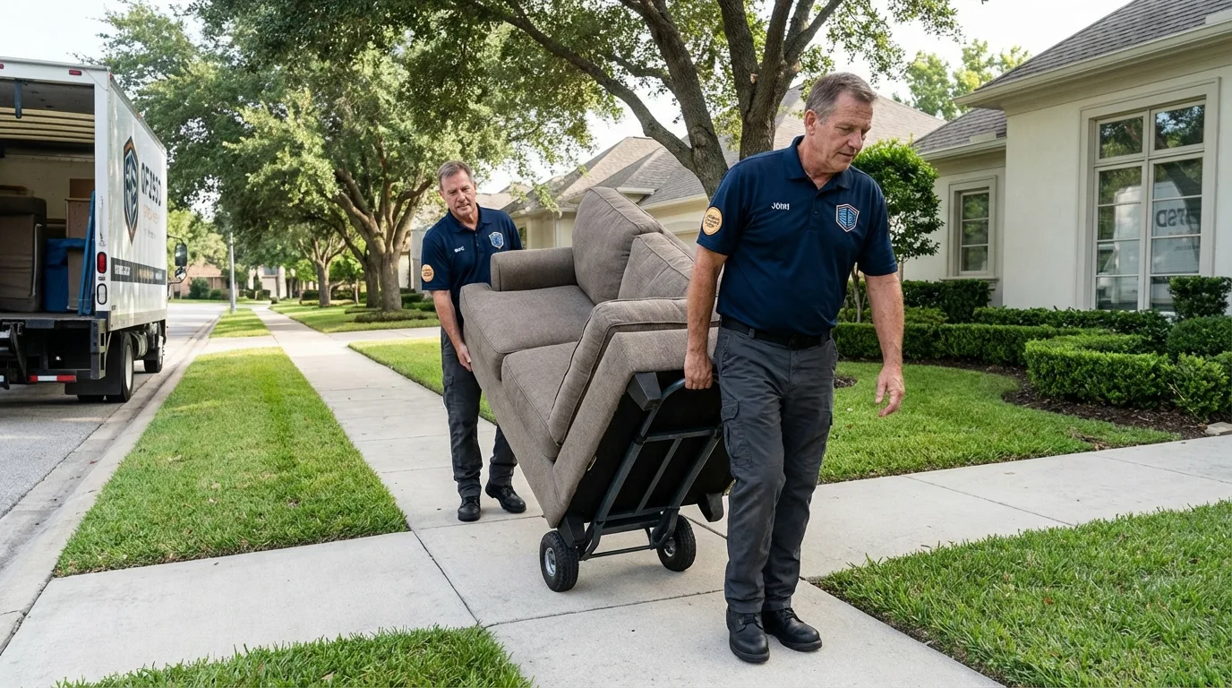 Local residential moving crew loading furniture in Greencastle, IN